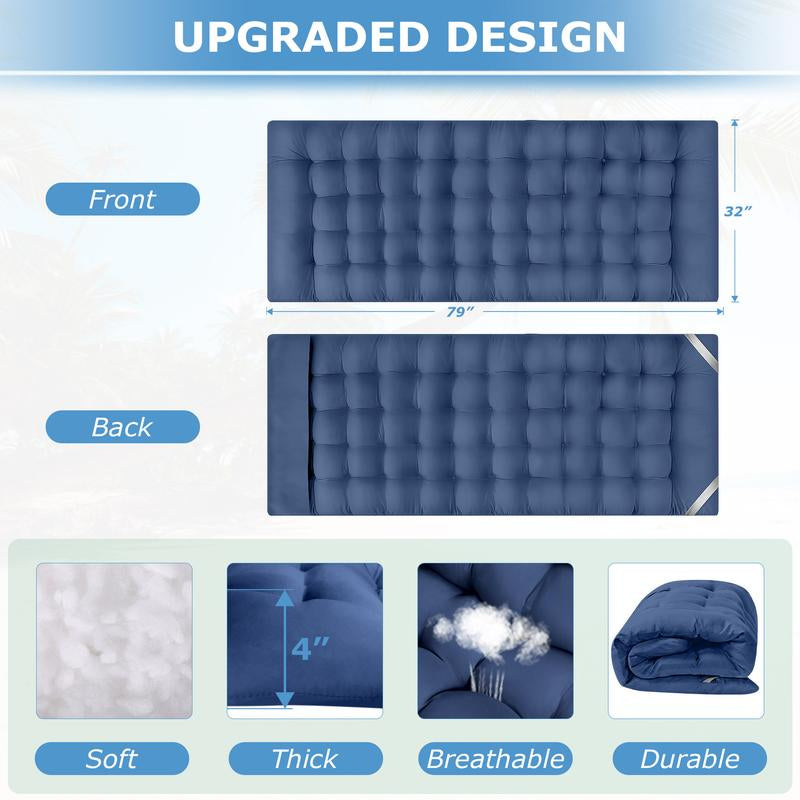 Camping Cot 32In XXL Folding Extra Large Cot Heavy Duty Sleeping Bed，1200D Double Layer Oxford Cots for Camping W/Pilllow Mattress Carry Bag 500LBS