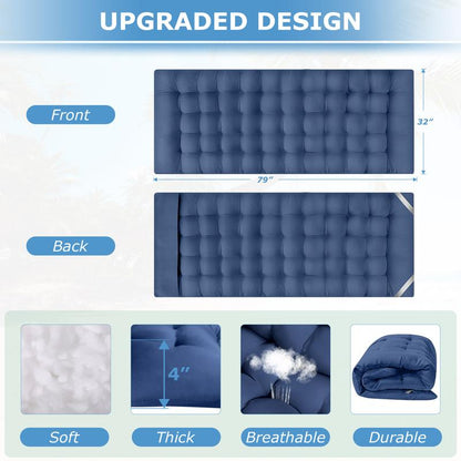 Camping Cot 32In XXL Folding Extra Large Cot Heavy Duty Sleeping Bed，1200D Double Layer Oxford Cots for Camping W/Pilllow Mattress Carry Bag 500LBS