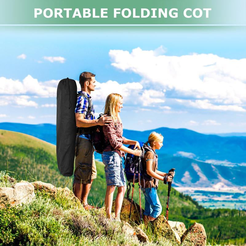 Camping Cot 32In XXL Folding Extra Large Cot Heavy Duty Sleeping Bed，1200D Double Layer Oxford Cots for Camping W/Pilllow Mattress Carry Bag 500LBS