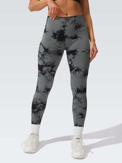 2024 New High-Quality High-Elastic Tie-Dye Sports Fitness Trousers Women'S Jacquard Yoga Trousers High-Waisted Peach Buttocks Trousers Seamless Outerwear