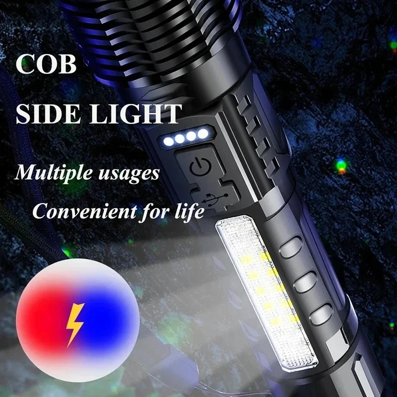 Ultra Bright USB Rechargeable Tactical LED Flashlight - High Power White Light for Camping & Hiking