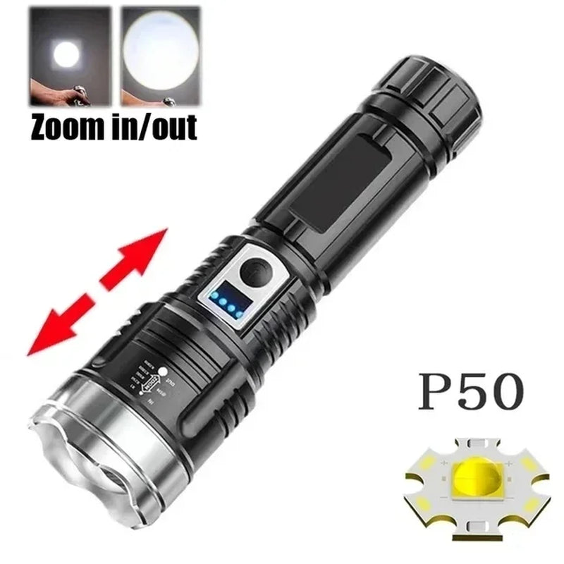 Ultra Bright USB Rechargeable Tactical LED Flashlight - High Power White Light for Camping & Hiking