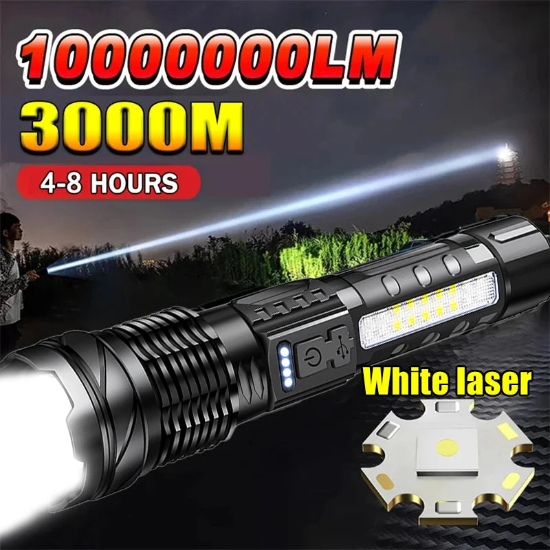 Ultra Bright USB Rechargeable Tactical LED Flashlight - High Power White Light for Camping & Hiking