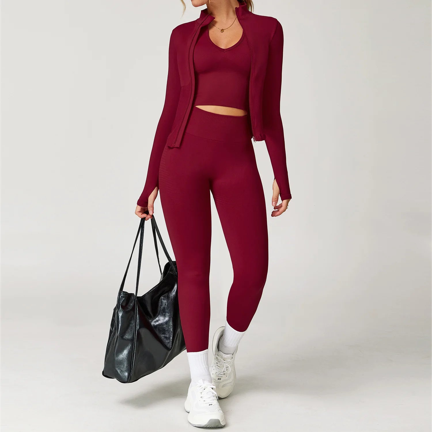 2/3/4PCS Yoga Set Gym Clothes Sportswear Seamless Yoga Suits for Women Fitness Long Sleeved Tracksuits Sports Bra Gym Leggings