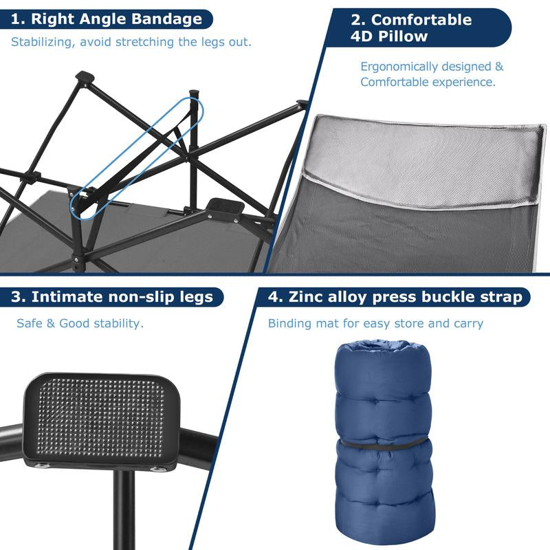 Camping Cot 32In XXL Folding Extra Large Cot Heavy Duty Sleeping Bed，1200D Double Layer Oxford Cots for Camping W/Pilllow Mattress Carry Bag 500LBS